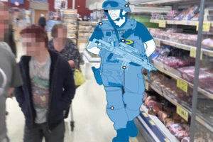 Armed Police Seen In Supermarket