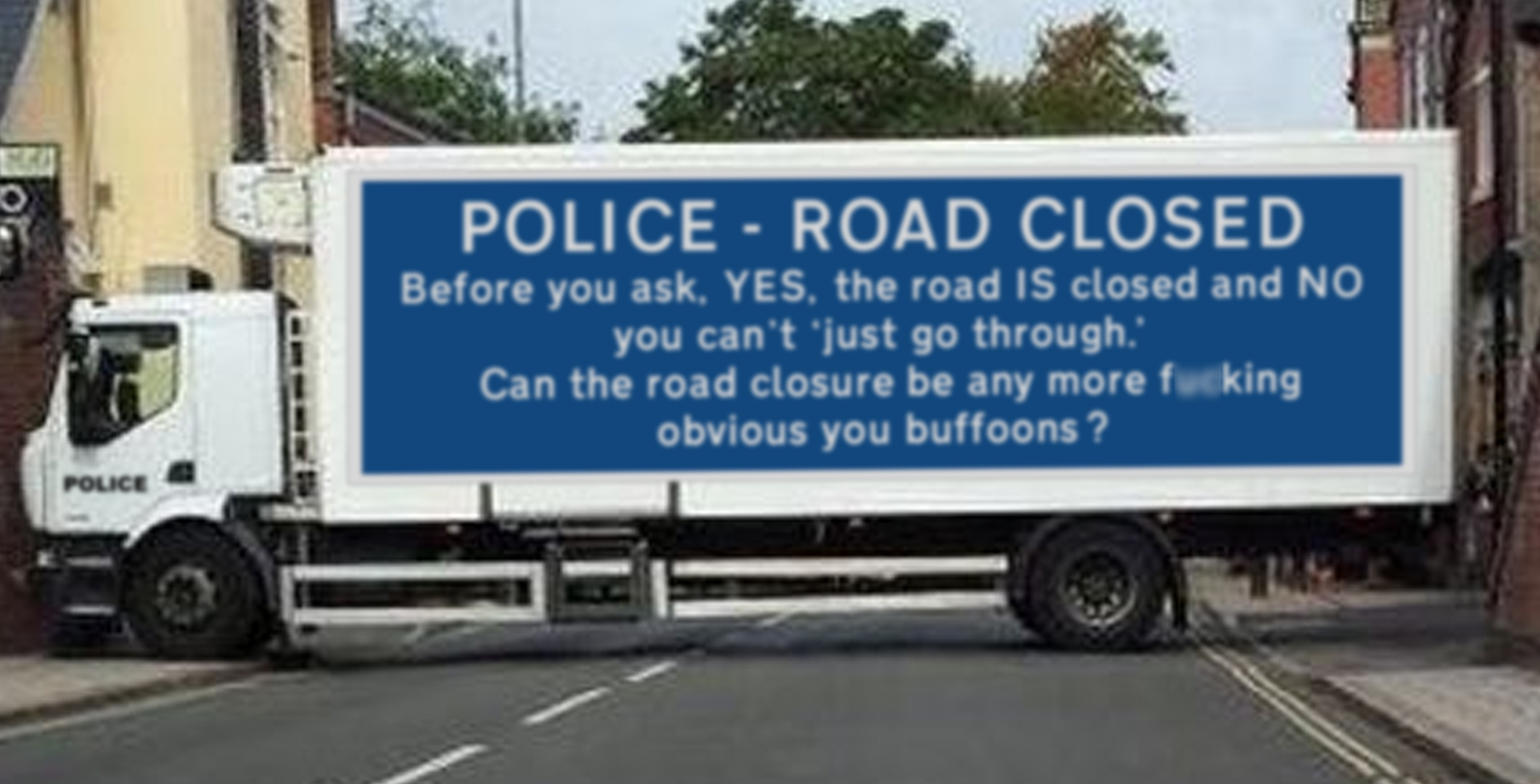 Police Lorry Closing Road