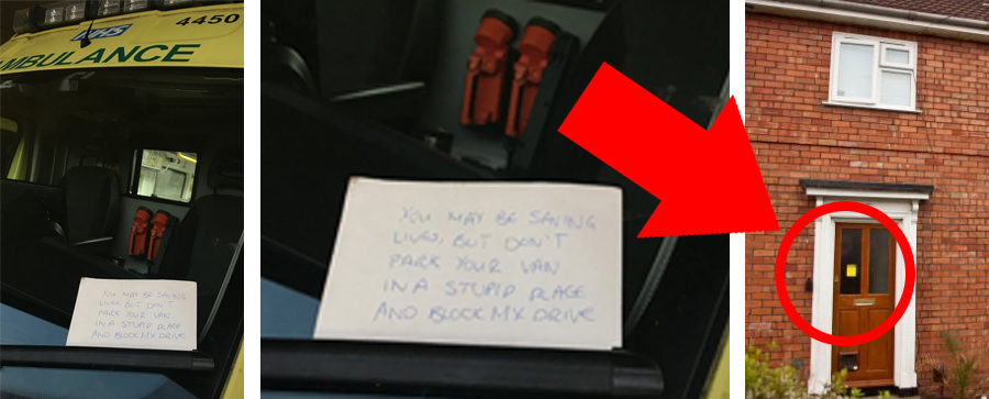 Note Left on Ambulance